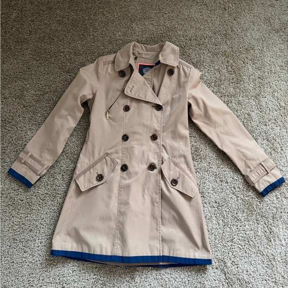 Vince Camuto Jackets & Blazers - Vince Camuto Beige Trench Coat with Navy Trim